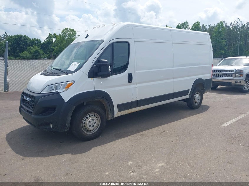 Vin: 3c6lrvdg4te180318, lot: 45646356, ram promaster 2500 tradesman high roof 159 wb w/pass seat 20262