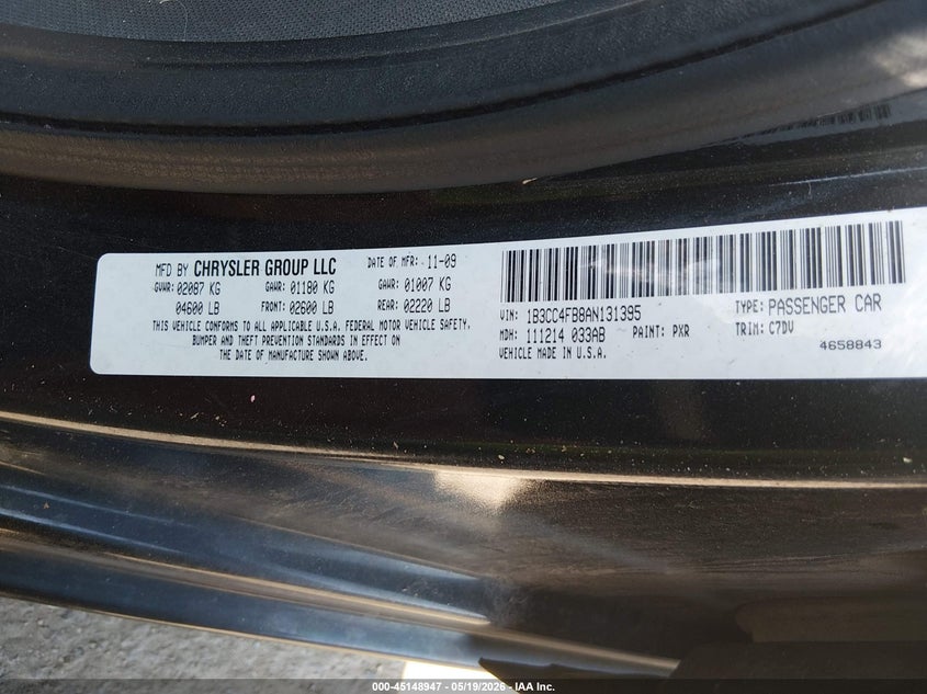2010 Dodge Avenger Sxt VIN: 1B3CC4FB8AN131395 Lot: 45148947