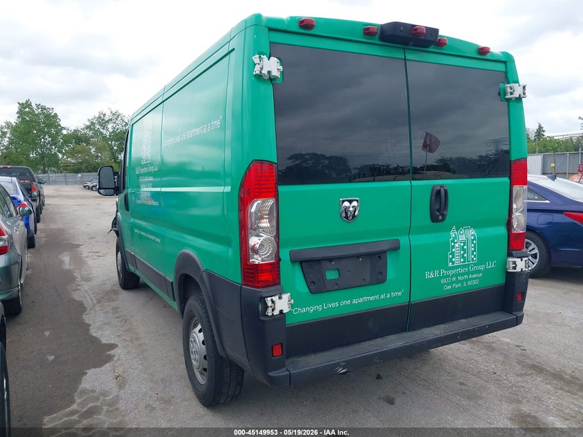 Vin: 3c6trvag1ke530524, lot: 45647606, ram promaster 1500 low roof 136 wb 20193
