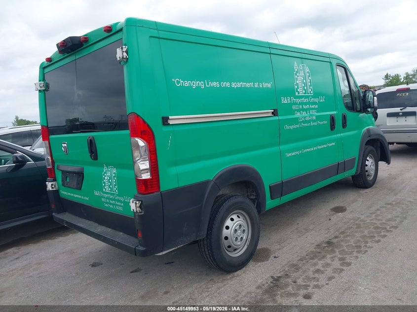 Vin: 3c6trvag1ke530524, lot: 45647606, ram promaster 1500 low roof 136 wb 20194