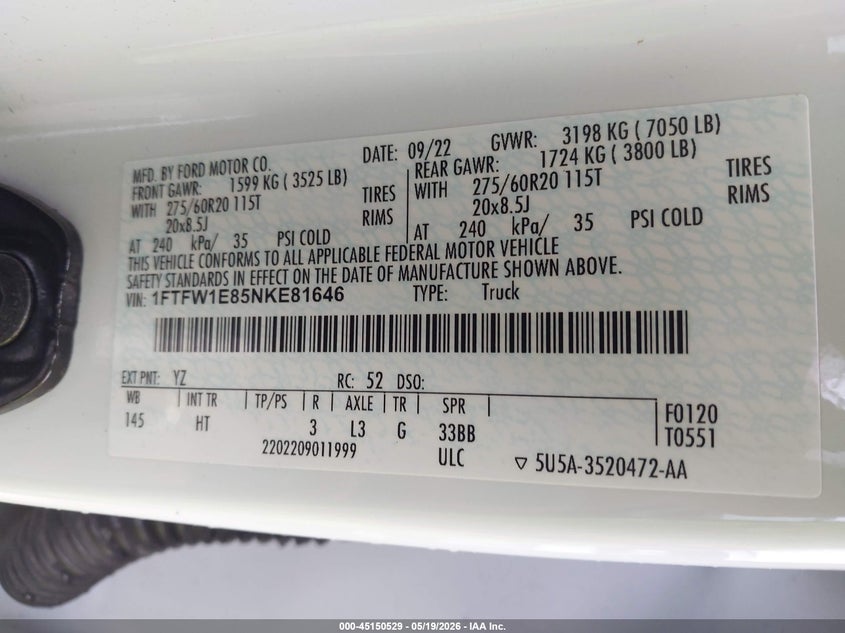 2022 FORD F-150 LARIAT — Photo 9