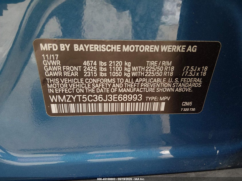 2018 Mini Countryman Cooper S VIN: WMZYT5C36J3E68993 Lot: 45150803