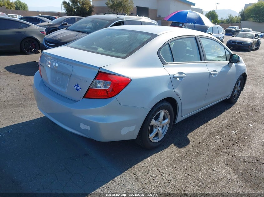 2012 Honda Civic 1.8 Natural Gas blue Lot 111045151288 Vin 19XFB5F50CE000855