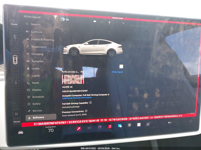 2022 Tesla Model S Plaid VIN: 5YJSA1E67NF473797 Lot: 45151552