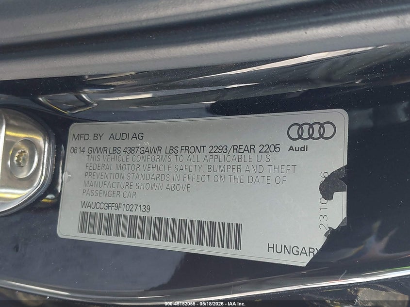 2015 Audi A3 1.8T Premium VIN: WAUCCGFF9F1027139 Lot: 45152055