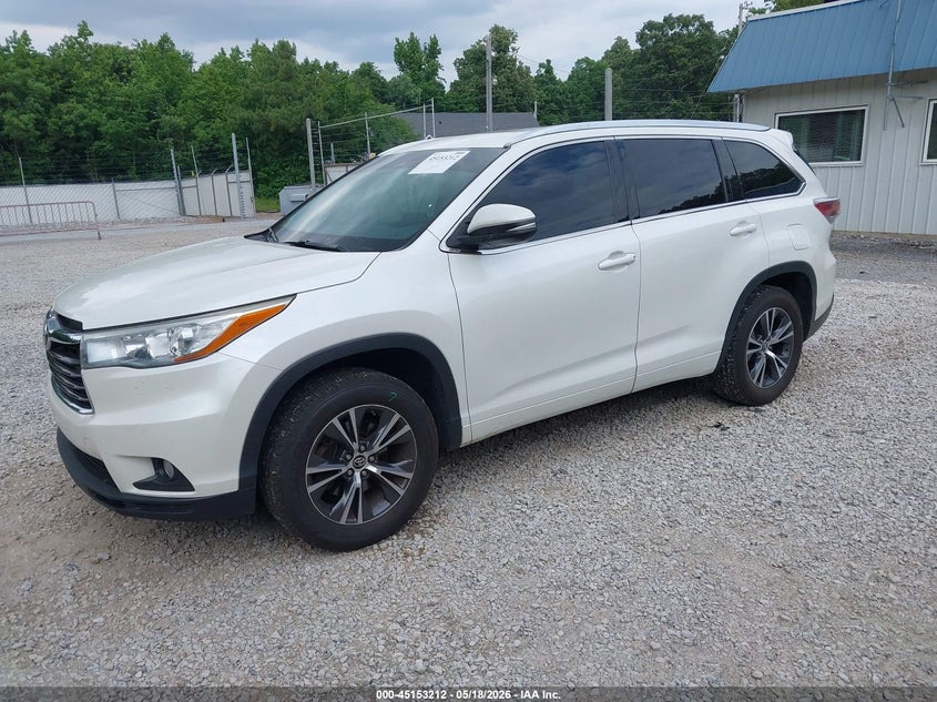 Vin: 5tdkkrfh2gs155435, lot: 45650876, toyota highlander xle v6 20162