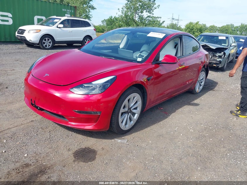 Vin: 5yj3e1ea3nf335851, lot: 45651534, tesla model 3 rear-wheel drive 20222
