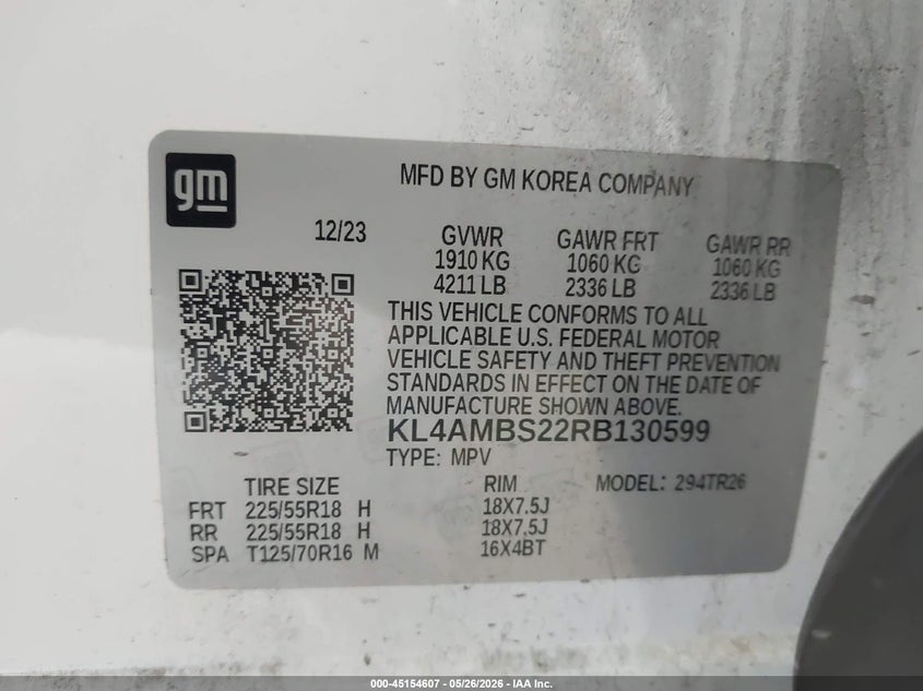 2024 Buick Encore Gx Preferred Fwd VIN: KL4AMBS22RB130599 Lot: 45154607