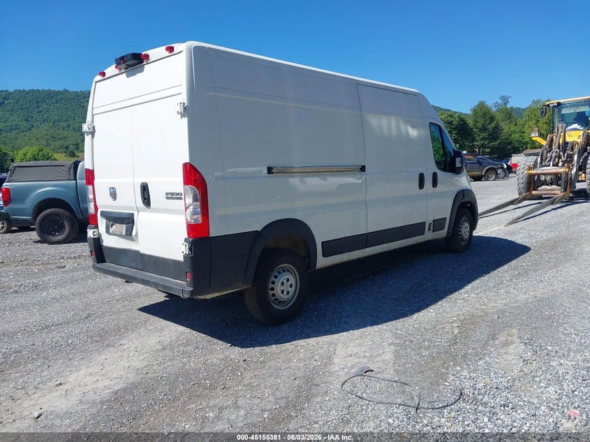 Vin: 3c6lrvdg0se506999, lot: 45653045, ram promaster 2500 tradesman high roof 159 wb w/pass seat 20254