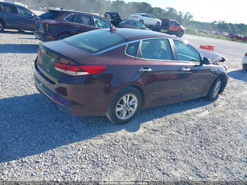Vin: 5xxgt4l36jg233609, lot: 45653408, kia optima lx 20184