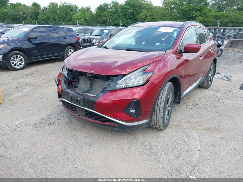 Vin: 5n1az2bs7nc123686, lot: 45654380, nissan murano sv intelligent awd 20222