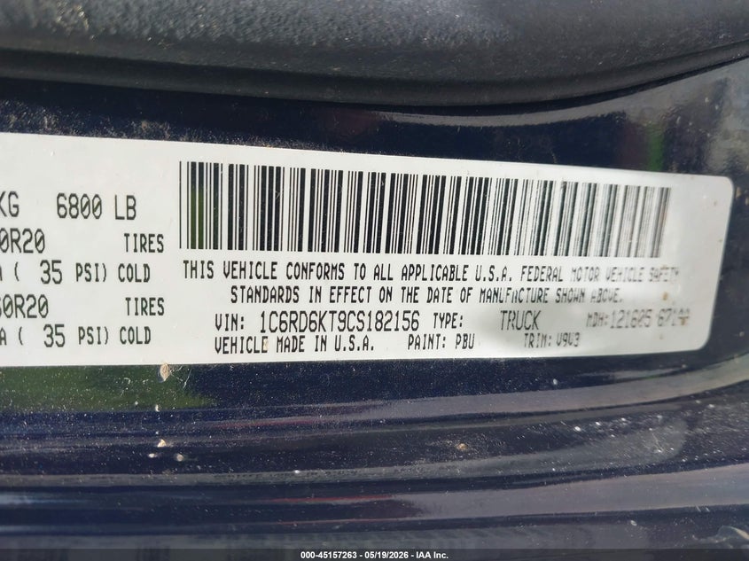 1C6RD6KT9CS182156 2012 Ram 1500 5.7 Ram St blue
