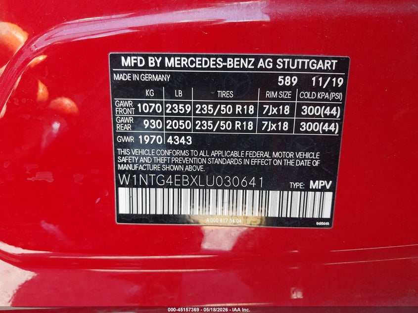 2020 Mercedes-Benz Gla 250 VIN: W1NTG4EBXLU030641 Lot: 45157369