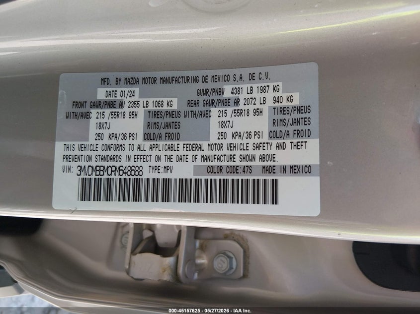 2024 Mazda Cx-30 2.5 S Select Sport VIN: 3MVDMBBM0RM648688 Lot: 45157625