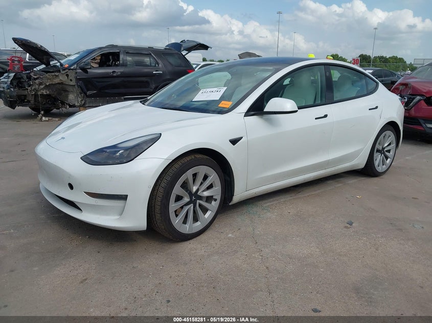 Vin: 5yj3e1eb7nf339345, lot: 45655945, tesla model 3 long range dual motor all-wheel drive 20222