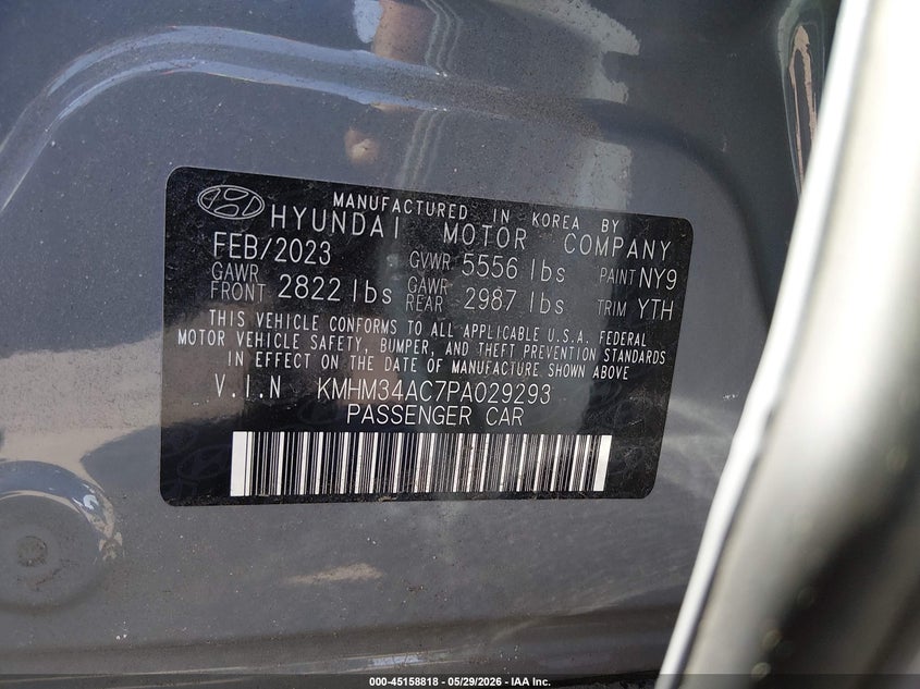 2023 Hyundai Ioniq 6 Sel VIN: KMHM34AC7PA029293 Lot: 45158818