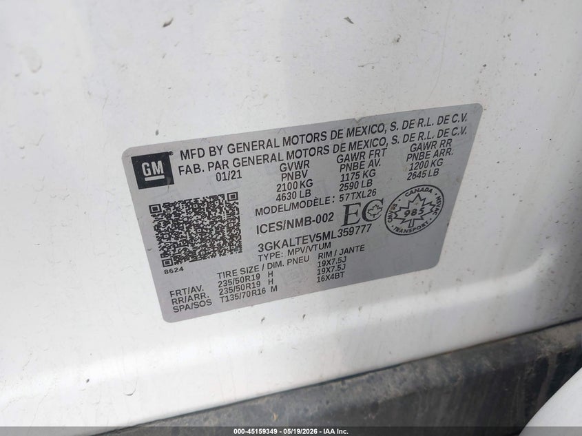 VIN 3GKALTEV5ML359777 2021 GMC TERRAIN SLE