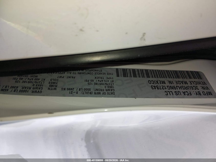 RAM 2500 2022 VIN 3C6UR5HJ9NG127843