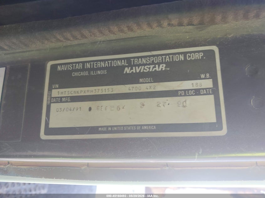 1991 International 4000 4700 VIN: 1HTSCNKPXMH375153 Lot: 45160493