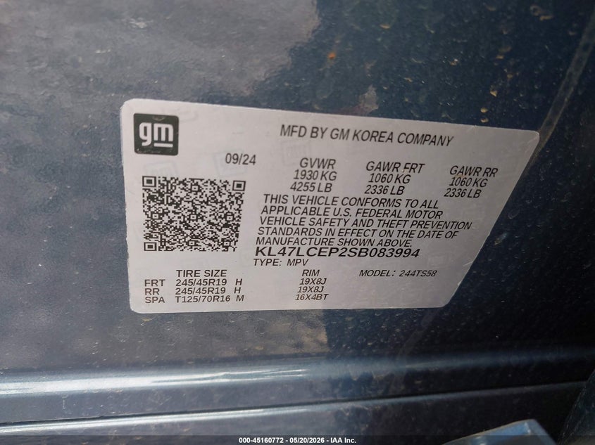 VIN: KL47LCEP2SB083994 2025 BUICK ENVISTA AVENIR FWD