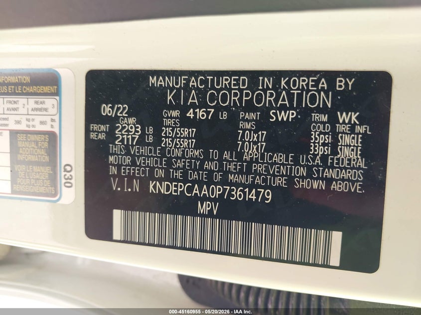 2023 Kia Seltos Lx VIN: KNDEPCAA0P7361479 Lot: 45160955