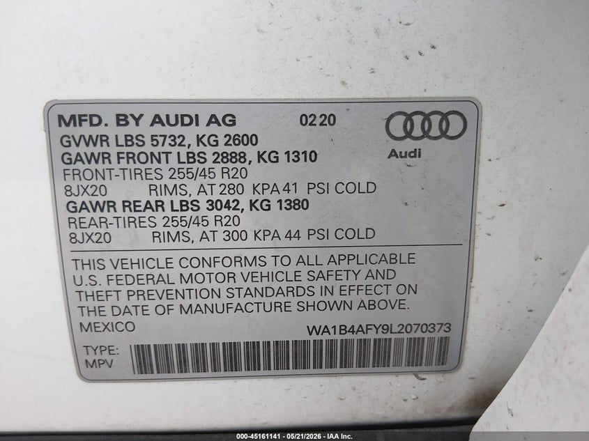 2020 AUDI SQ5 PREMIUM PLUS TFSI QUATTRO TIPTRONIC — Photo 9