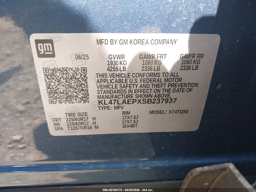 2025 BUICK ENVISTA 1.2L I-3 DI, DOHC, V(VIN: KL47LAEPXSB237937