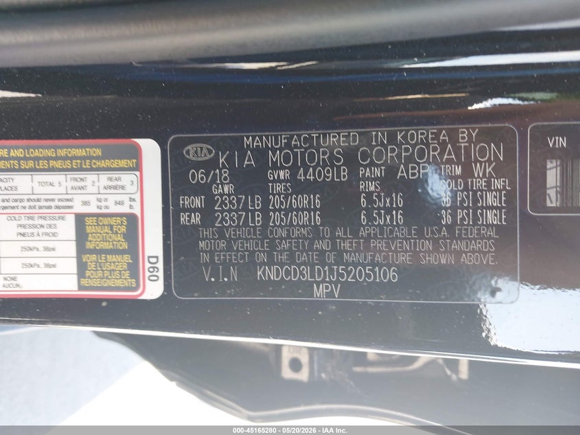 2018 Kia Niro Plug-In Hybrid Ex VIN: KNDCD3LD1J5205106 Lot: 45165280
