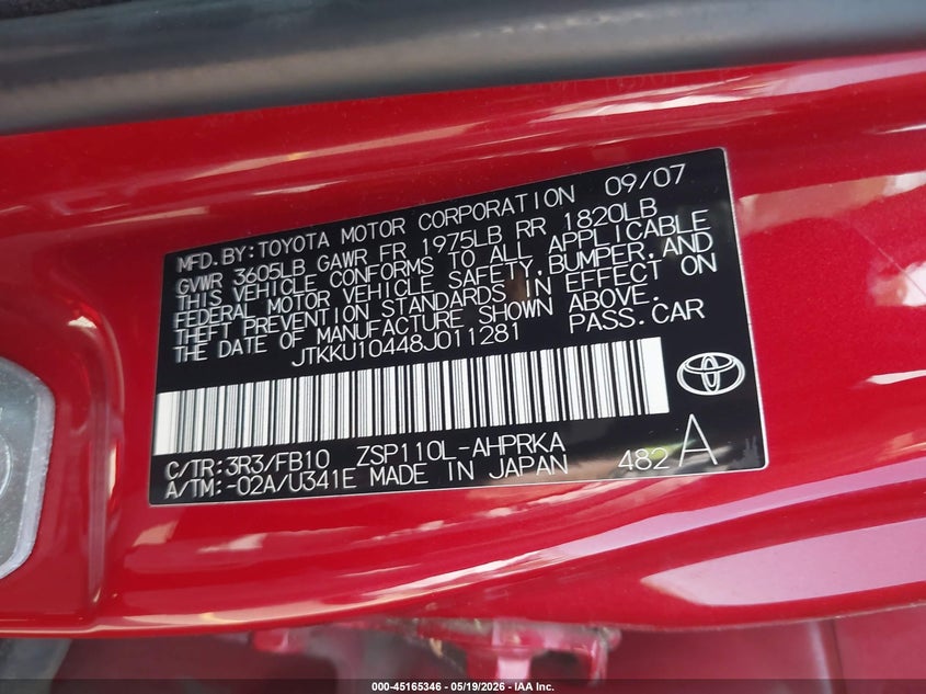 2008 Scion Xd VIN: JTKKU10448J011281 Lot: 45165346