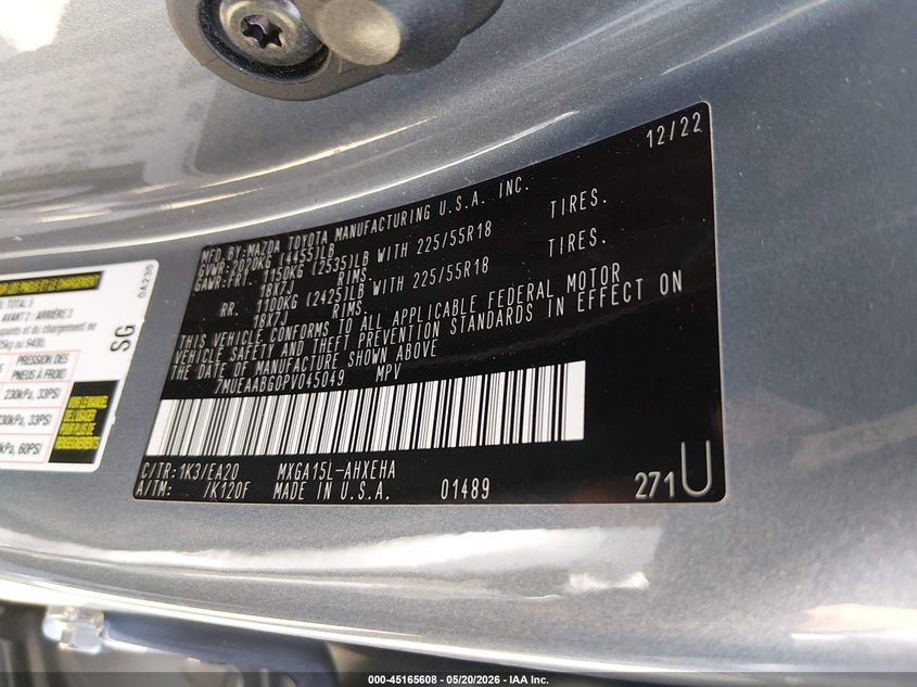 2023 Toyota Corolla Cross Xle VIN: 7MUEAABG0PV045049 Lot: 45165608