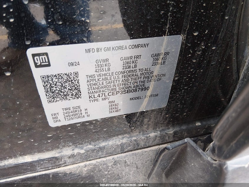 2025 Buick Envista Avenir Fwd VIN: KL47LCEP3SB087990 Lot: 45166009