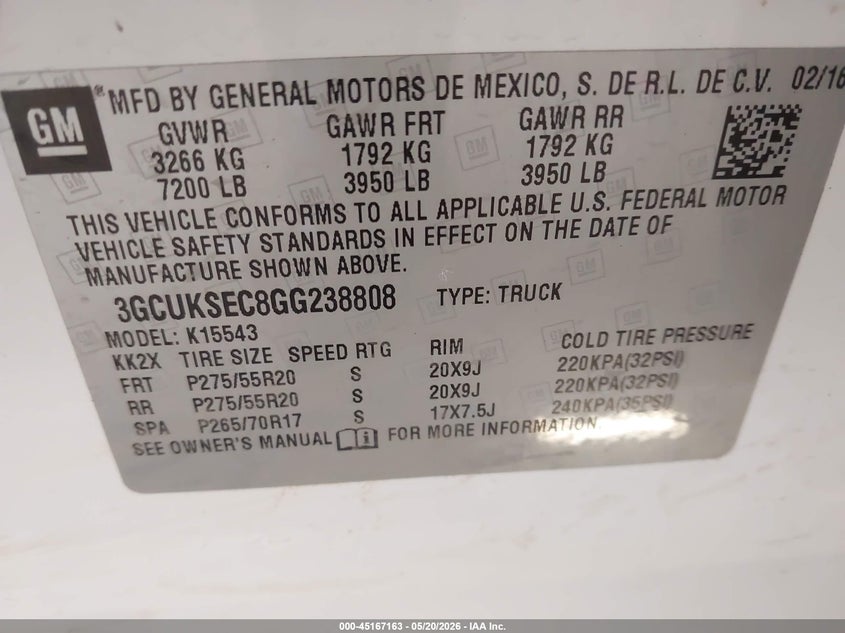 2016 CHEVROLET SILVERADO TRUCK 5.3L V-8 DI, VVT, 355HP