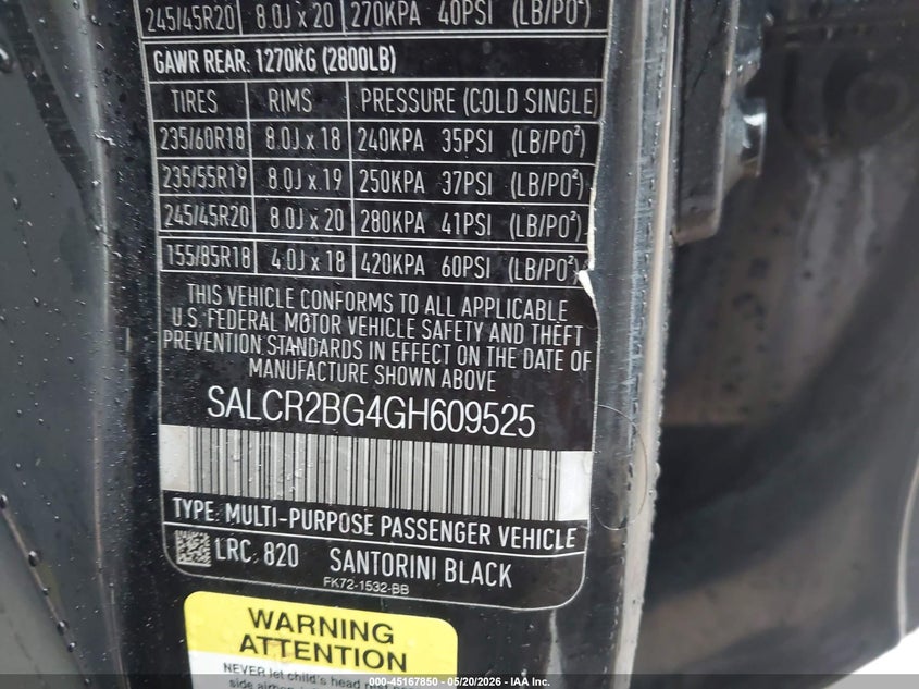 2016 Land Rover Discovery Sport Hse VIN: SALCR2BG4GH609525 Lot: 45167850