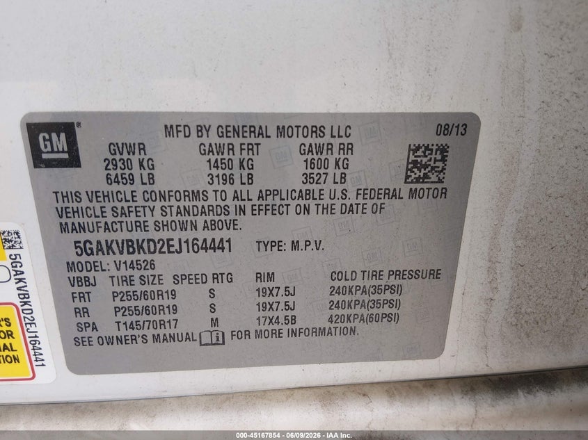 2014 Buick Enclave Leather VIN: 5GAKVBKD2EJ164441 Lot: 45167854
