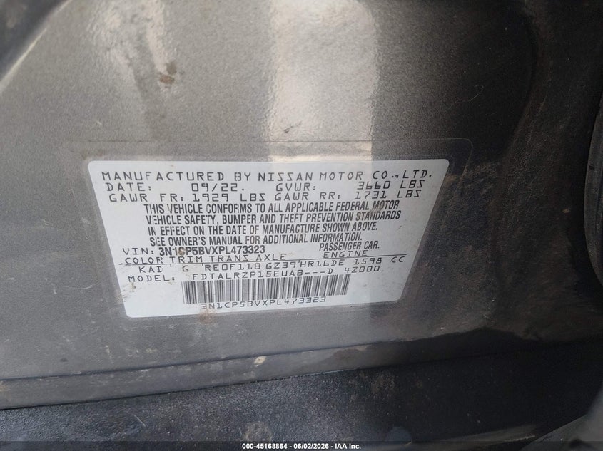 2023 Nissan Kicks S Xtronic Cvt VIN: 3N1CP5BVXPL473323 Lot: 45168864