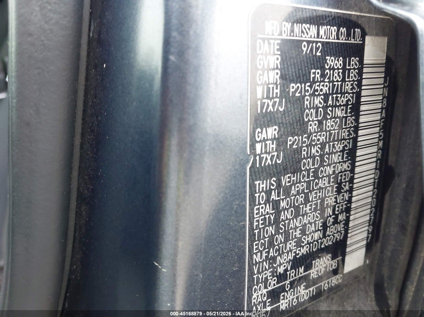 2013 Nissan Juke S VIN: JN8AF5MR1DT202797 Lot: 45168879