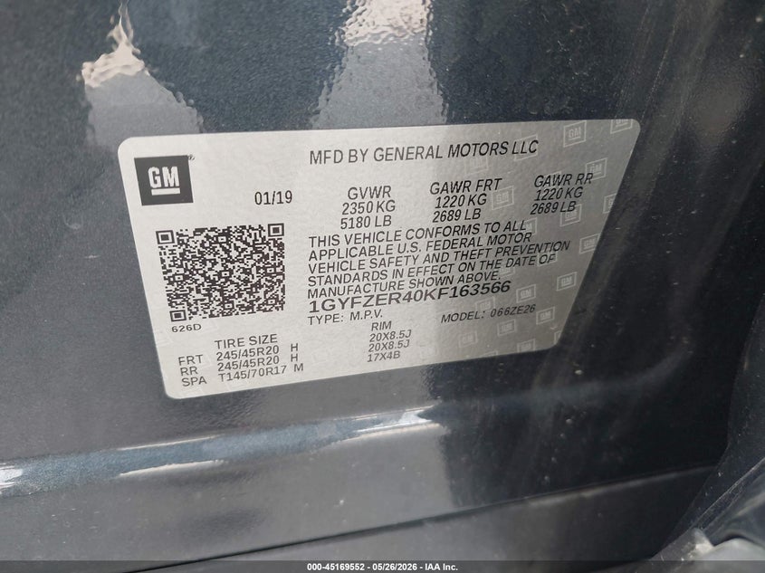 2019 Cadillac Xt4 Sport VIN: 1GYFZER40KF163566 Lot: 45169552