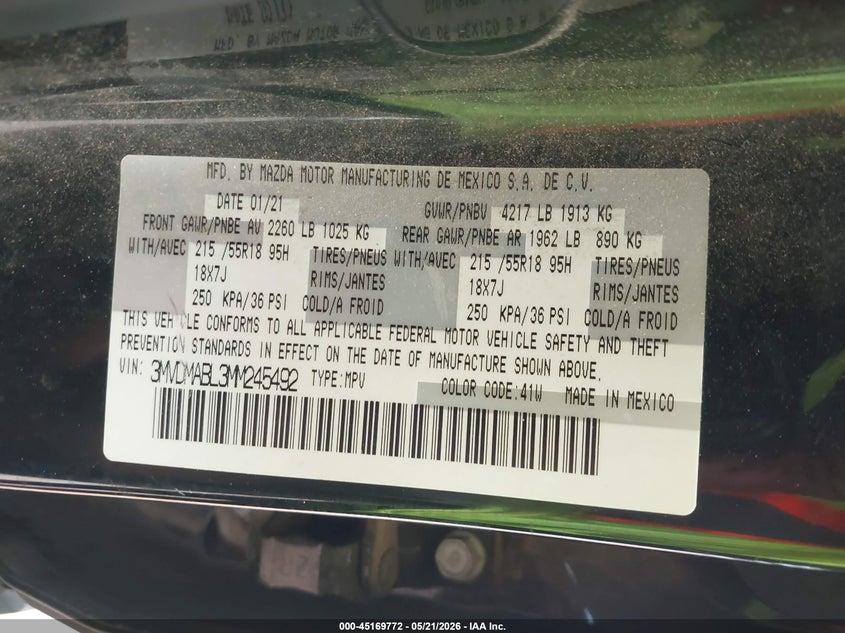 2021 Mazda Cx-30 Select VIN: 3MVDMABL3MM245492 Lot: 45169772