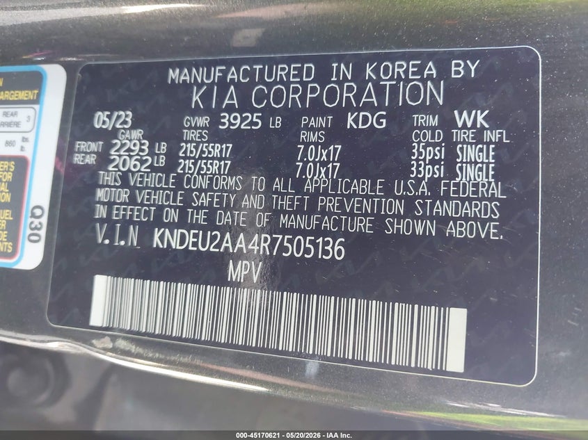 2024 Kia Seltos S VIN: KNDEU2AA4R7505136 Lot: 45170621