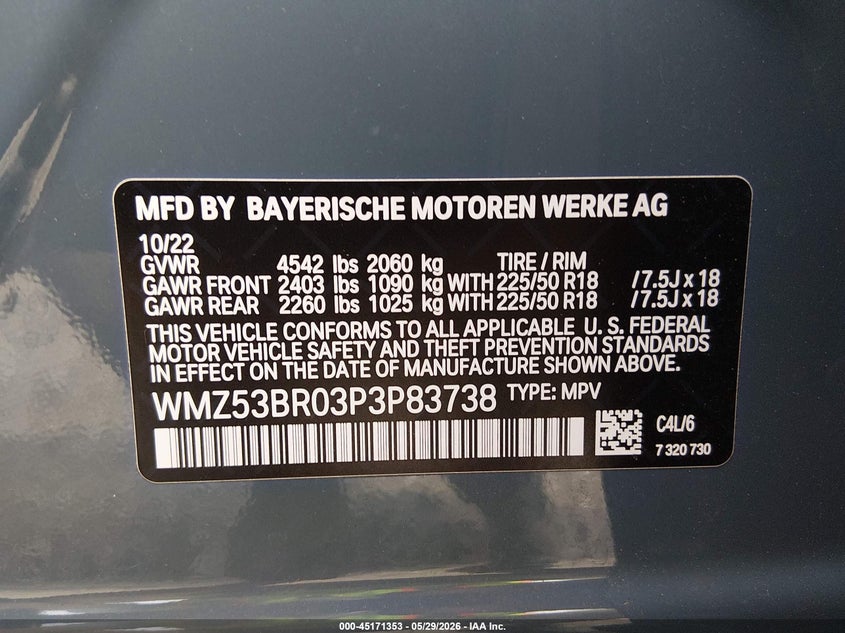 2023 Mini Countryman Cooper S VIN: WMZ53BR03P3P83738 Lot: 45171353