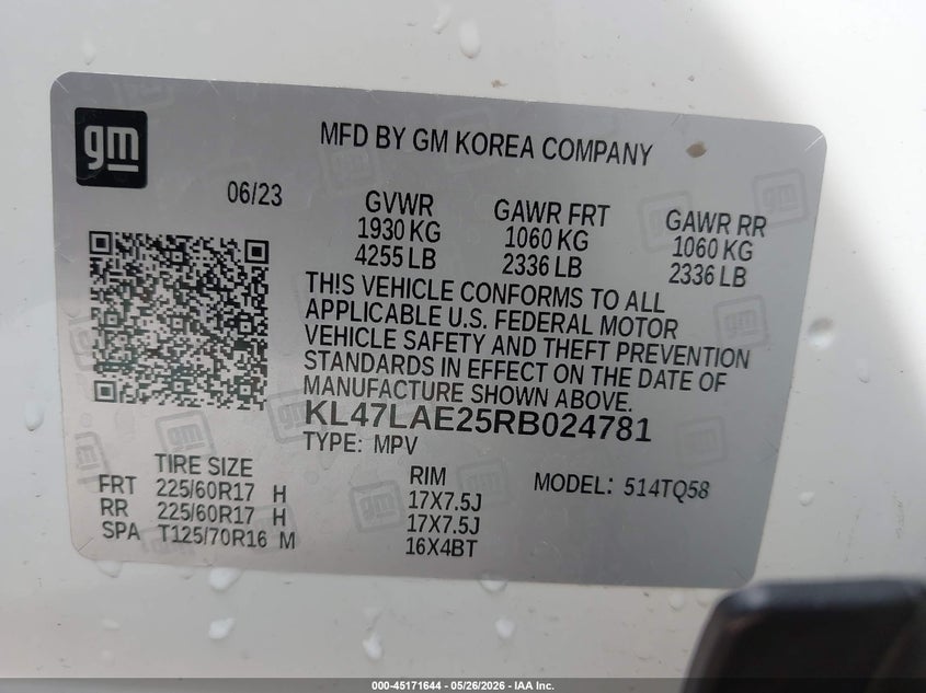 2024 Buick Envista Preferred Fwd VIN: KL47LAE25RB024781 Lot: 45171644