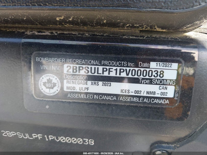 2023 SKI DOO OTHER UNKNOWN(VIN: 2BPSULPF1PV000038