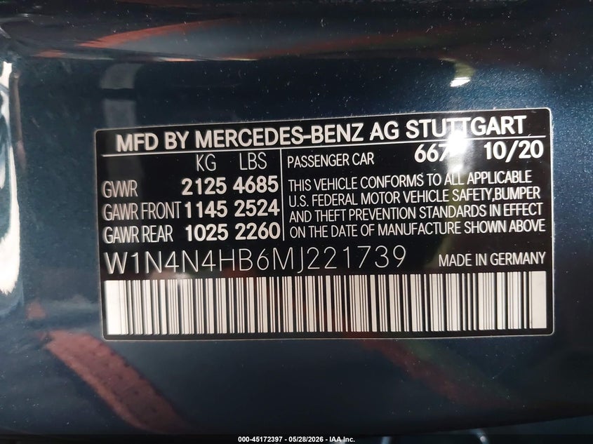 2021 Mercedes-Benz Gla 250 4Matic VIN: W1N4N4HB6MJ221739 Lot: 45172397