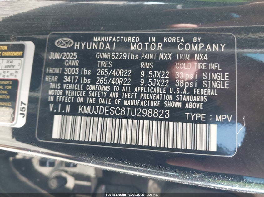 2026 Genesis Gv80 Coupe 3.5T E-Sc Prestige Black Awd VIN: KMUJDESC8TU298823 Lot: 45172988