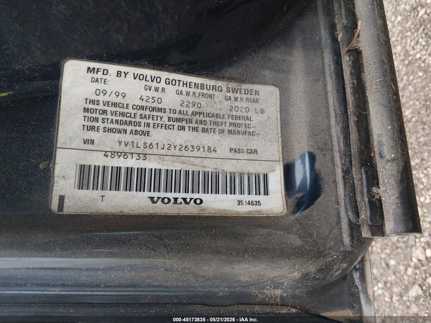 2000 Volvo S70 Se VIN: YV1LS61J2Y2639184 Lot: 45173835