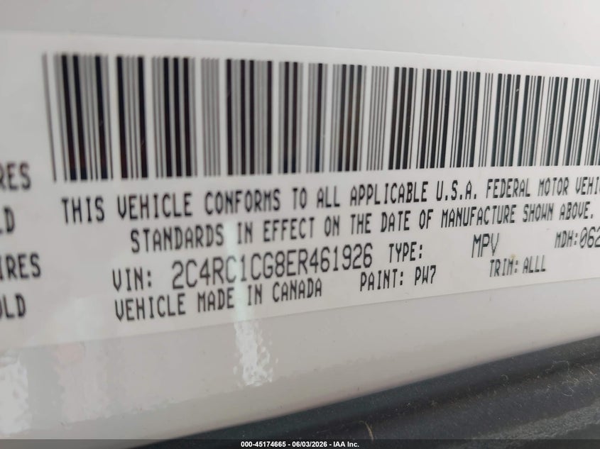 2014 Chrysler Town & Country Touring-L VIN: 2C4RC1CG8ER461926 Lot: 45174665