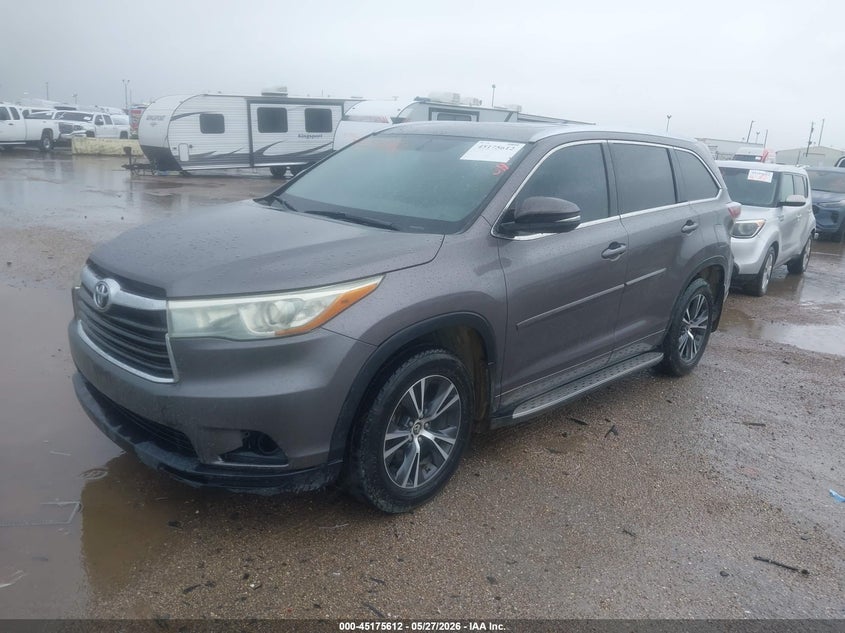 Vin: 5tdjkrfh6gs242587, lot: 45673298, toyota highlander xle v6 20162