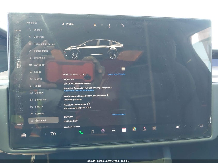 2022 Tesla Model X VIN: 7SAXCDE55NF362287 Lot: 45175820