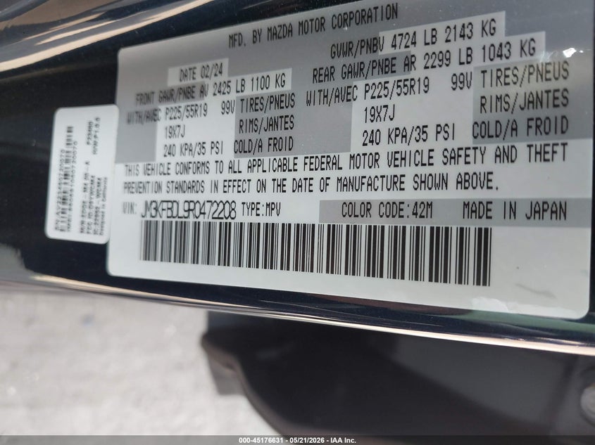2024 MAZDA CX-5 SPORT UTILITY VEHICLE 2.5L I-4 DI, DOHC, VVT, 187HP