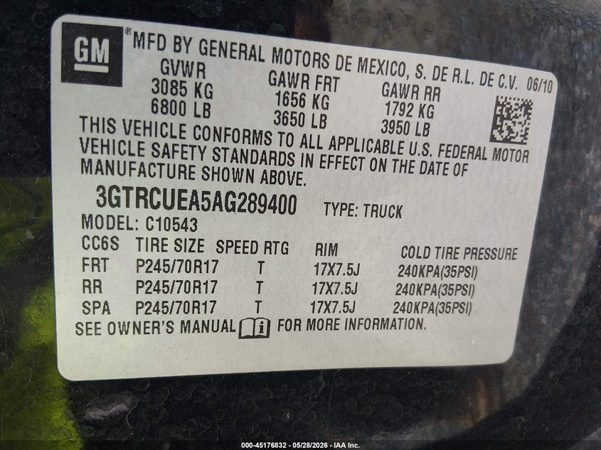 2010 GMC SIERRA TRUCK N/A